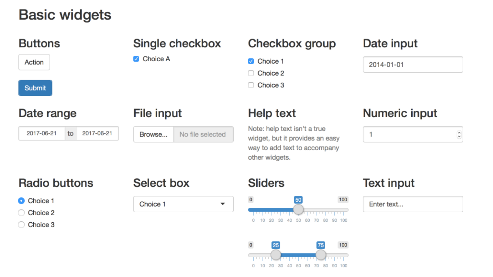 Basic Shiny widgets